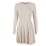 Fongt New Women's Hot Girl Wind Pure Color Round Collar Back Hollow A Word Skirt Long Sleeve