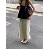 Fongt Sense Of The Color Stripe Splicing Sleeveless Sling Vest A Set Of Top Women Loose Thin A Word Half-Body Skirt Suit
