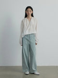 [Daihe] Autumn New Casual High Waist Retro Machete Temperament Versatile Wide Leg Contrast Color Jeans H7076-Outfit