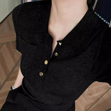 Fongt Polo Collar Gray Short-Sleeved Knitted Shirt For Summer Shorts For High-End Temperament Ice Jersey T-Shirt