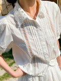 Fongt Style French Shirt Women's Short-Sleeved Summer New Design Sense European Fashion South Oil Women's Striped Shirt