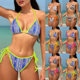 Fongt New Sexy Bikini Women's Split Swimwear Digital Print Straps Triangle
