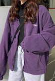 Letter Print Zip-up Jacket-Outfit