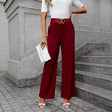 Fongt Women's Casual Fashion. Waist Wide Leg Trousers Thin Loose Trousers