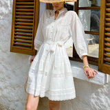Fongt Spring Vacation Dress Women's French Dresses Summer Women's White Shirt Dress