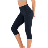 Women's Yoga Pants Large Size Seven Cents Trousers Pocket Solid Color High Waist Fitness Exercise Leggings-Outfit