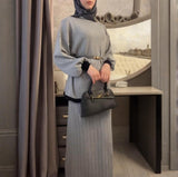Fongt 2025 New Women's Long-Sleeved Knitting Jacket Waist Half-Dress Suit Woman