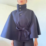 Fongt Women's Clothing Explosion Fashion Loose-Collar Collared Tidial Coat Belt Coat-