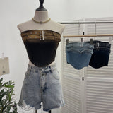 Sexy Babes Gradient Cowboy Sling Vest Irregular One-Pack Short Corset Summer