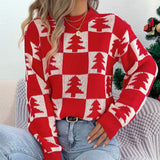 Fongt Shooting 2025 Autumn And Winter Christmas Tree Lattice Lantern Long-Sleeved Jacket Sweater Women's Clothing