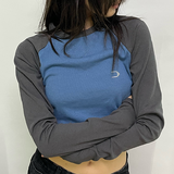 Vintage Raglan Long Sleeve Crop Top-Outfit