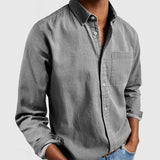 Fongt New Men's Shirt New Long-Sleeved Collar Men's