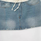 New Spring Style Literature And Art Retro Style Tie Slim And Show Thin Spliced Denim Skirt 6688012-Outfit