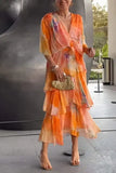 Fongt New Women's Printed Layered Dress Dress