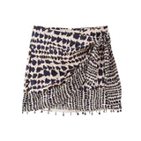 Spring Style Beaded Double Skirt Print Skirt Miniskirt 9878124-Outfit