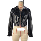 Fongt Women's Fall / Winter 2024 Lapel PU Long Sleeve Women's Single Breasted Women's Leather Jacket Jacket-Outfit