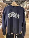 Women Navy Sweatshirts 2023 Fall Fashion O Neck Long Sleeves Letter Printed Sweatshirts Female Chic Pullovers-Outfit