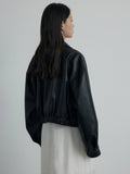[Daihe] Autumn New Casual Lapel Versatile Simple Super Soft Fashion Do Old Sense PU Leather Coat H7054-Outfit