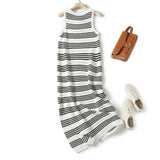 Summer Leisure Commuter Slim Striped Knitted Sleeveless Dress-Outfit