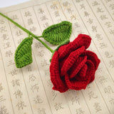 Fongt Doll Line Wine Cup Rose Wool Knitting Rose Bouquet Hand-Woven Eternal Flower Wool Flower Simulation-Outfit
