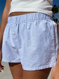 Women Front Button Shorts Loose Casual Elastic High Waist Plaid/Striped Print Lounge Shorts Going Out Short Pants New-Outfit