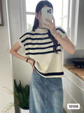 Fongt Striped Blouse Summer New Campus Style Design Small Relaxed Leisure Wind Shoulder Dress