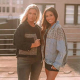 New Denim Jacket Women's Long Sleeve Women's Jacket Women's Leopard Print Patchwork Top-Outfit