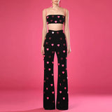 Fongt 2025 New Star Fashion Heart Shaped Liange带 Vest Pants Set Two-Sleeve