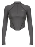 long sleeve crop top with seam