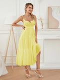 Ruched Tie-Up Strappy Maxi Dress-Outfit