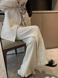 Knitted Pants Straight High Waist Women's Flared Pants Klein Blue LOOSE Thicken High Strecth Slim Side of Fungus