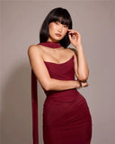 Corset And Bodycon Maxi Skirt With Neckerchief Set-Outfit