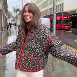 Fongt Women's Explosion French Vintage Printed Cotton Coat