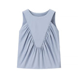 Fongt Women's Dress 2025 Summer Collar Sleeveless Wrinkle Shirt Shirt Top Women C92423F