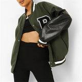 Women's Coat Spring 2022 Letters Towel Embroidered Bomber Jacket Coat Women Street Hip-hop Pilot Baseball Uniform Casual