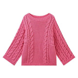 Fongt And Winter Women's Fashion Temperament Round Horn Sleeve Knitted Sweater Loose Knitted Top