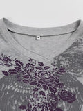 Floral Rhinestone Long Sleeve Crop Top-Outfit