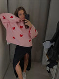 Women Mushroom Printed Sweaters Autumn Winter Casual Round Neck Loose Pullovers 2023 Female Elegant Warm Long Sleeved