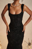 Lace Textured Strap Wrap Midi Dress-Outfit