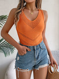 Shooting 2025 Spring And Summer Leisure V-Neck Hollow Knitted Jersey Holiday Tops Women's
