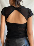 Back Cutout Black Crop Top-Outfit