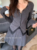 Fongt Xixi 2025 Autumn White Label New Temperament Lace V-Neck Wool Bottoming Shirt Women 89618