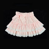 Sweet Bow Lolita Cake Skirts Womens Kawai Lace Ruffles Pleated Skirt Girl Japan Elegant High Waist A-Line Y2k Short Skirt-Outfit