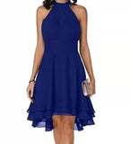 Fongt New Fashion Pure Color Temperament Women's Sexy Out-Shoulder Sleeveless Round Collar Micro-Folding Waist Repair