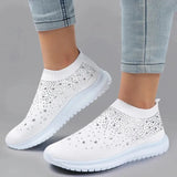 Crystal Breathable Mesh Sneaker Shoes for Women Comfortable Soft Bottom Flats Plus Size 43 Non Slip Casual Shoes Woman-Outfit