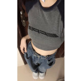 Vintage Raglan Short Sleeve Crop Top-Outfit