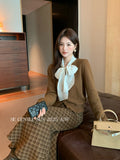 Fongt Xixi 2025 Winter White Standard Korean Version Of Elegant Solid Color With Wool Knitted Shirt Small Sweater Girl 25374