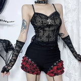 Summer 2024 New Street Hot Girls Flocking Leopard Print Compound Sling Top Girl-Outfit