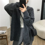 Breeze Gentle Knitted Cardigan Loose 2024 Korean Version Of The New Autumn And Winter Sweater Jacket-Outfit
