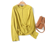 Summer Casual Lazy Wind Relaxing V-Collar Long-Sleeved Shirt-Outfit